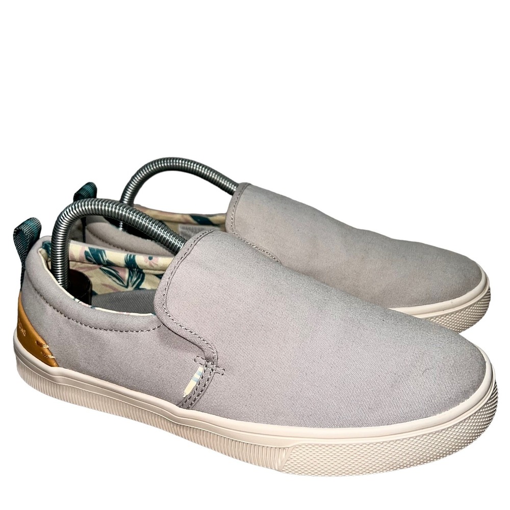TOMS 10013372 Women's Travel Lite Gray Canvas Slip-On Shoes Size 9.5